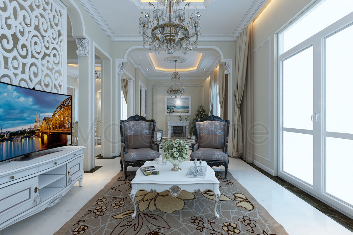 Thiết kế biệt thự Nha Trang phong-khach-tan-co-dien