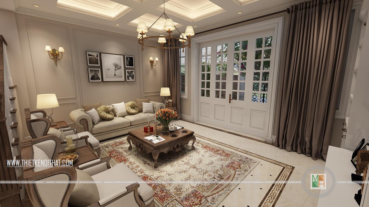 Thiết kế nội thất biệt thự tân cổ điển morehome Thiết kế nội thất biệt thự tân cổ điển morehome