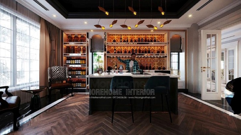 Trang trí quầy bar đẹp, sang trọng tại nhà. thiết kế thi công nội thất cao cấp