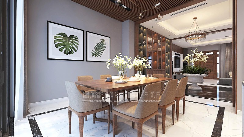 Bộ bàn ăn gỗ óc chó 8 ghế hiện đại sang trọng cho chung cư, biệt thự, nhà phố. thiết kế thi công nội thất cao cấp