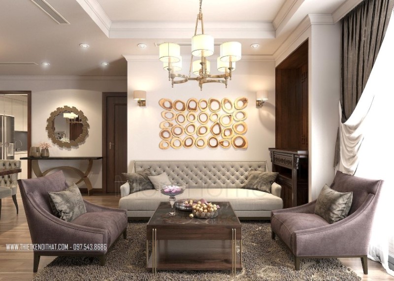 thiết kế phòng khách tân cổ điển