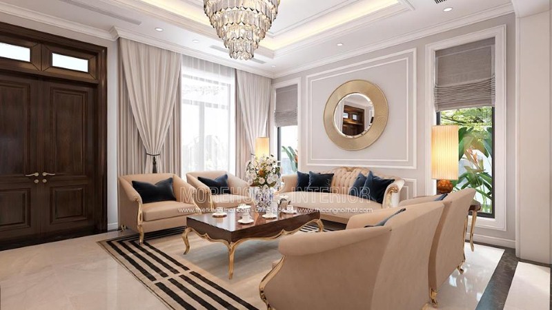 thiết kế phòng khách tân cổ điển
