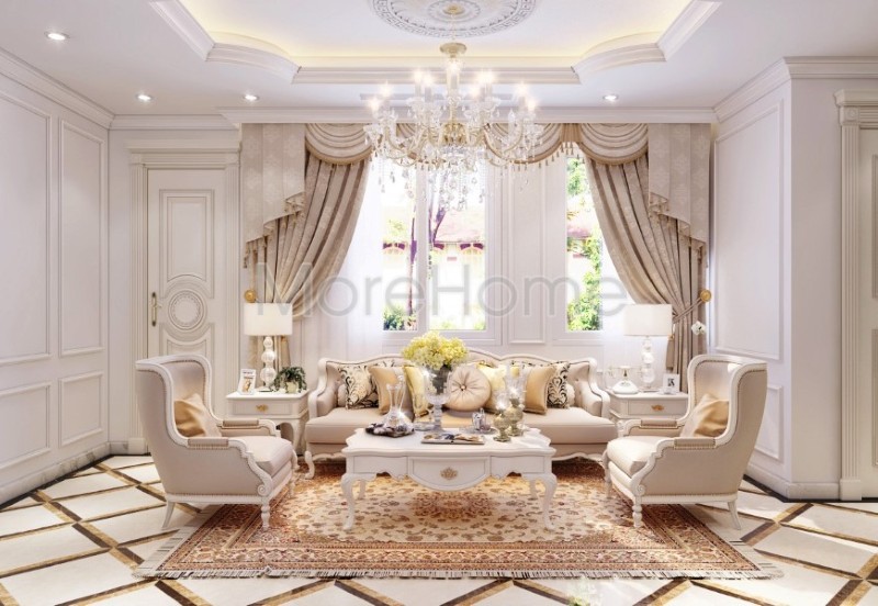 thiết kế phòng khách tân cổ điển