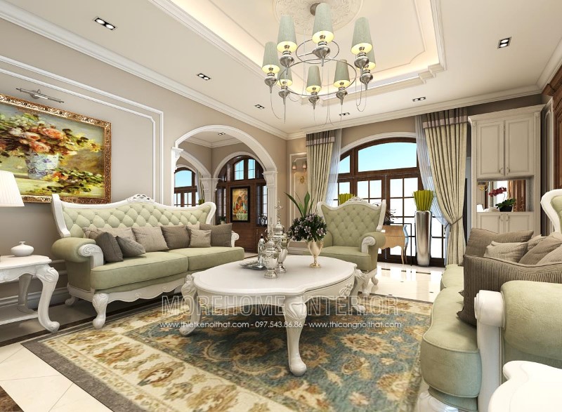 thiết kế phòng khách tân cổ điển