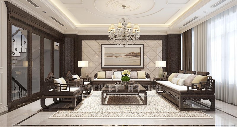 thiết kế phòng khách tân cổ điển