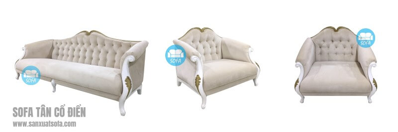 Sofa Tân cổ điển MS-002 gỗ tự nhiên Tần bì, bọc nỉ cao cấp nhập khẩu tại chung cư Dplex Thanh Xuân, Hà Nội Mẫu sofa tân cổ điển bọc vải đẹp, ấn tượng và sang trọng