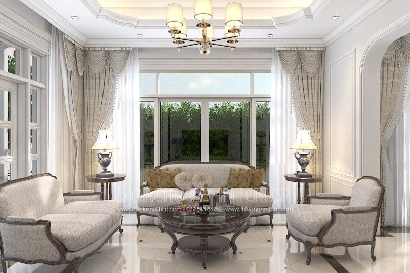Sofa tân cổ điển với thiết kế đơn giản nhưng không kém phần sang trọng Sofa tân cổ điển bọc vải cao cấp