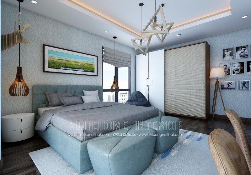 và sang trọng
Mẫu giường ngủ bọc da hiện đại với tông màu xanh tươi sáng, đem lại cảm giác trẻ trung và sang trọng.