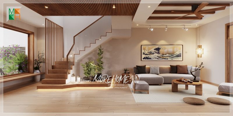 Tranh canvas phong cảnh hình chữ nhật khung gỗ được treo tường, mang lại một điểm nhấn tính nghệ thuật và giá trị cho không gian.